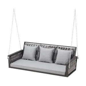 Homrest 3-Seat Patio Hanging Porch Swing, Heavy Duty 850 LBS, Gray