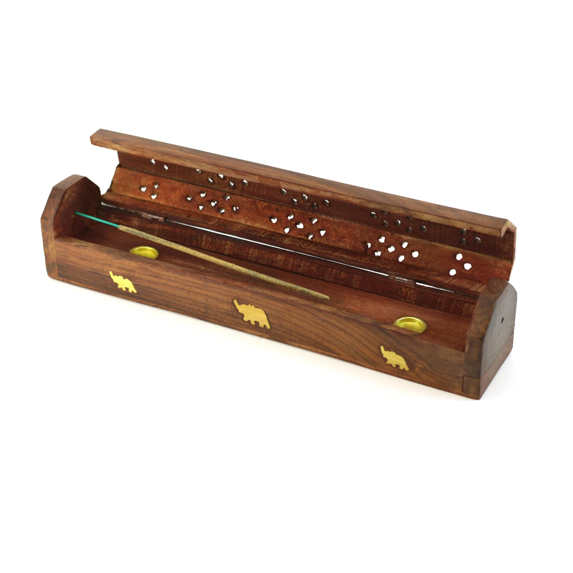 Incense Burner - Wooden Box with Storage - Elephant