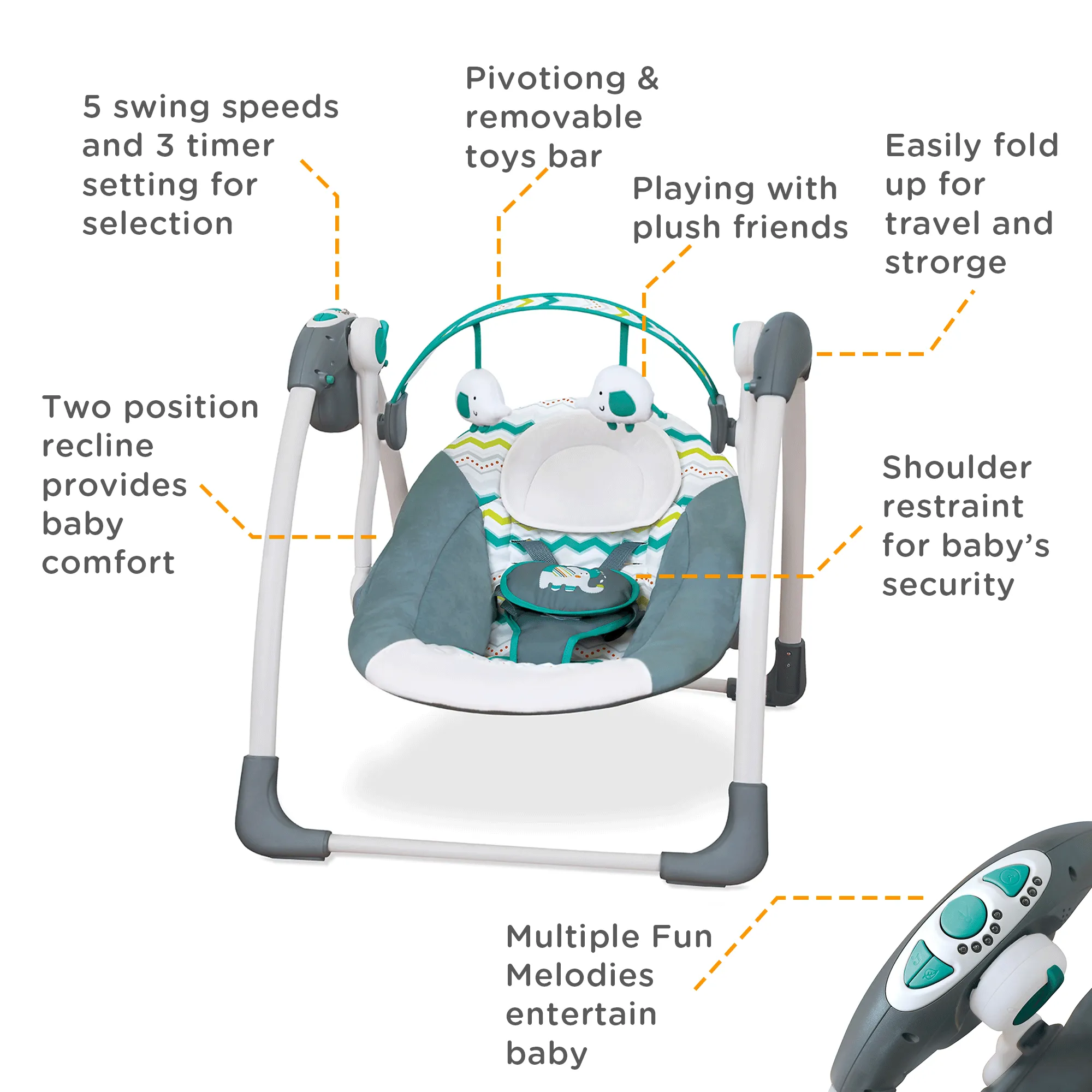 Mastela Deluxe Portable Swing - Dirtressed Box