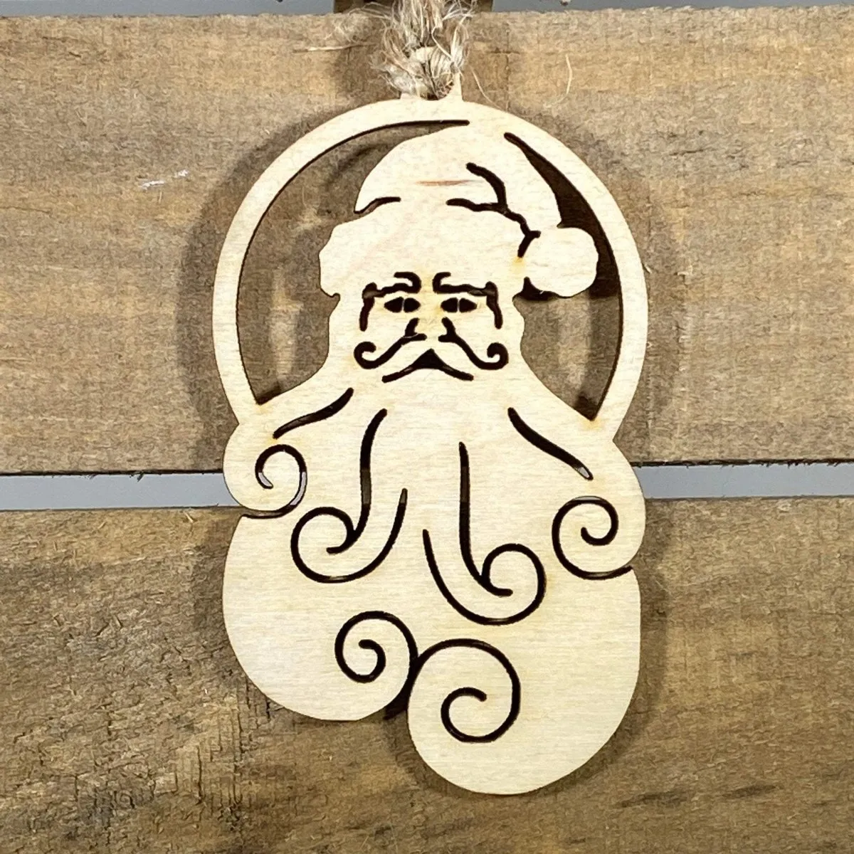 Natural Santa Wooden Christmas Ornaments by Cate's Concepts, LLC