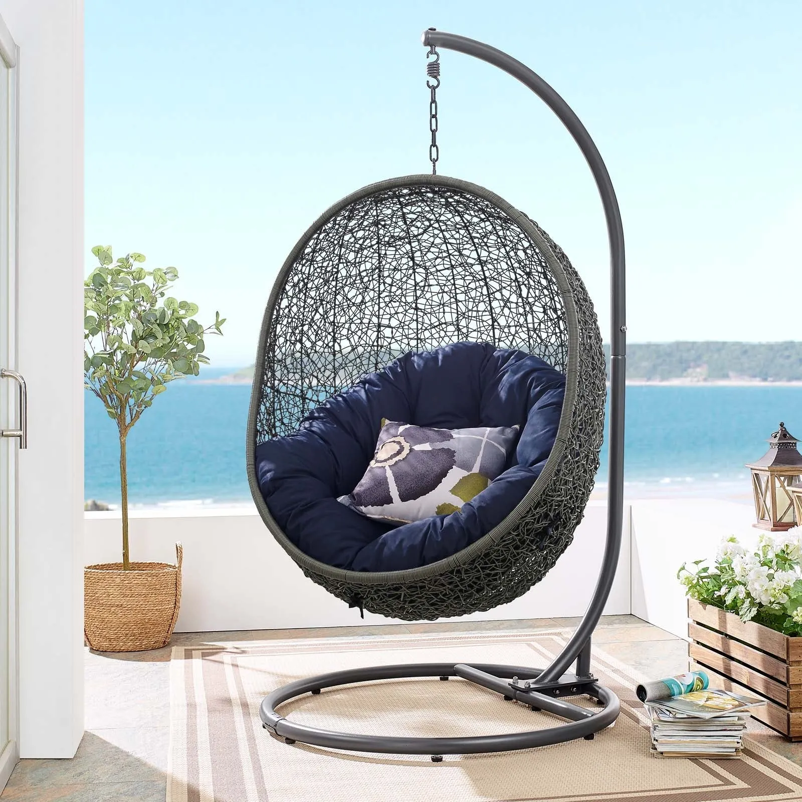 Porch Outdoor Patio Swing Chair With Stand