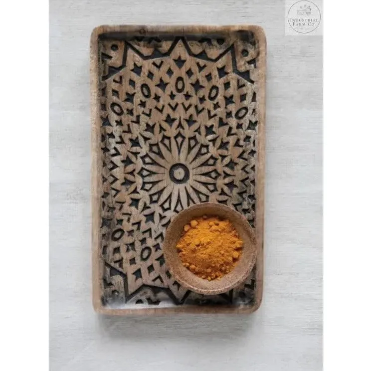 Saffron Carved Wood Tray