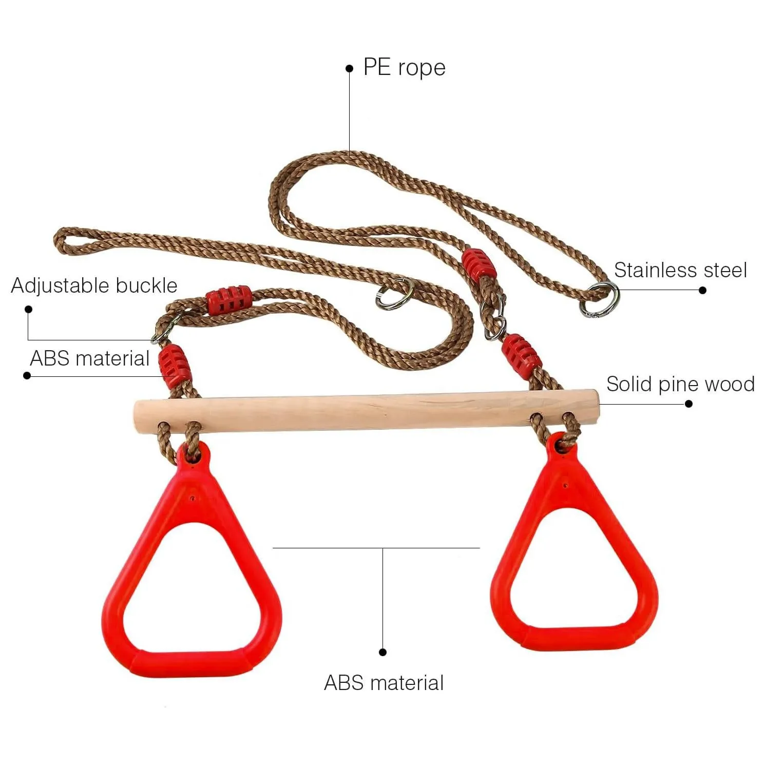 Set of Trapeze Monkey Bar and Plastic Swing Seat