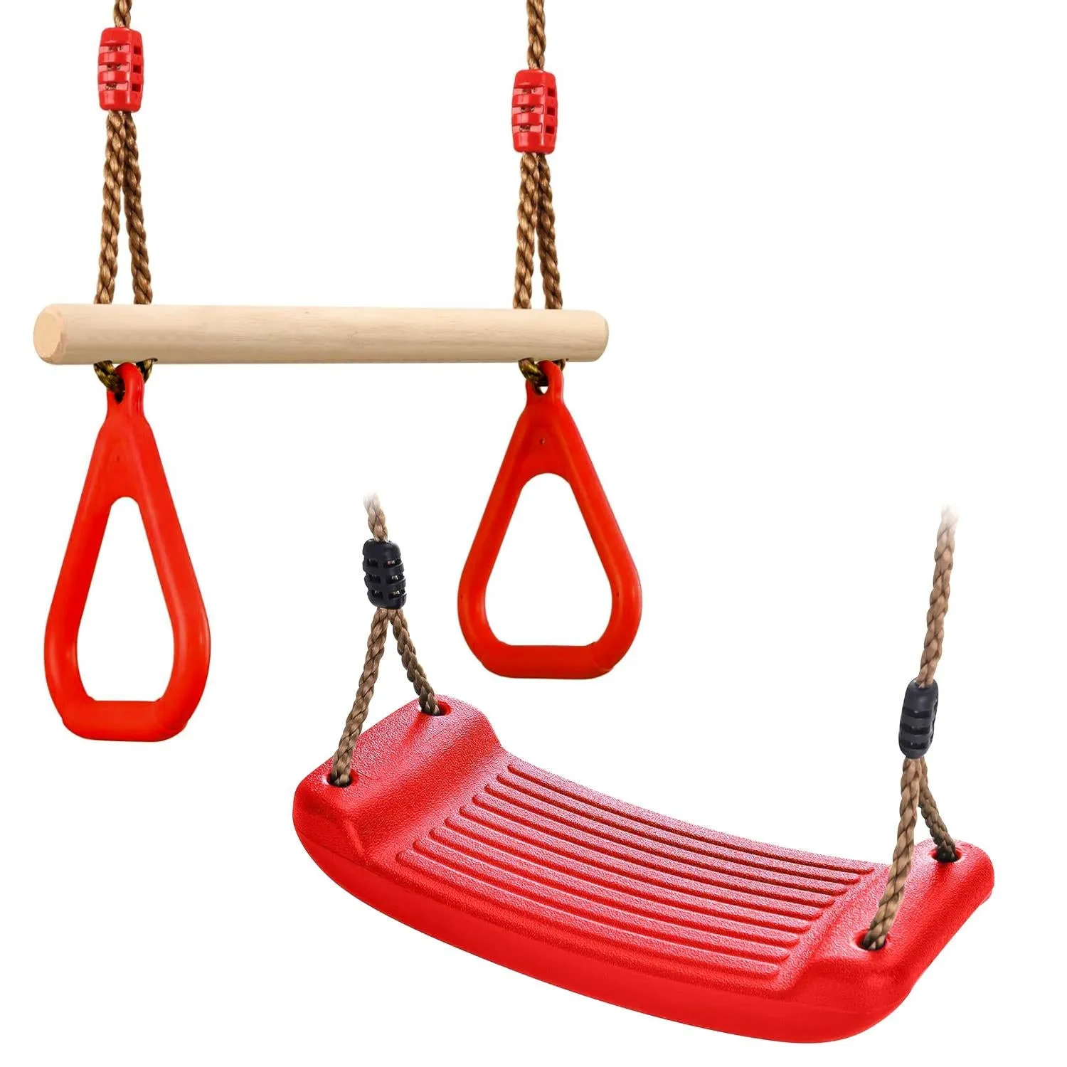 Set of Trapeze Monkey Bar and Plastic Swing Seat