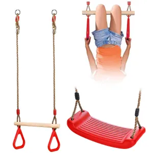 Set of Trapeze Monkey Bar and Plastic Swing Seat