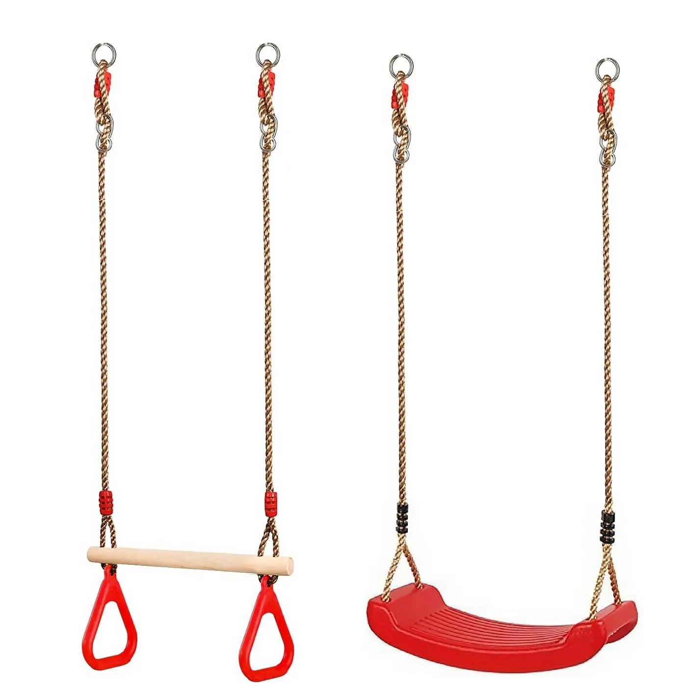 Set of Trapeze Monkey Bar and Plastic Swing Seat