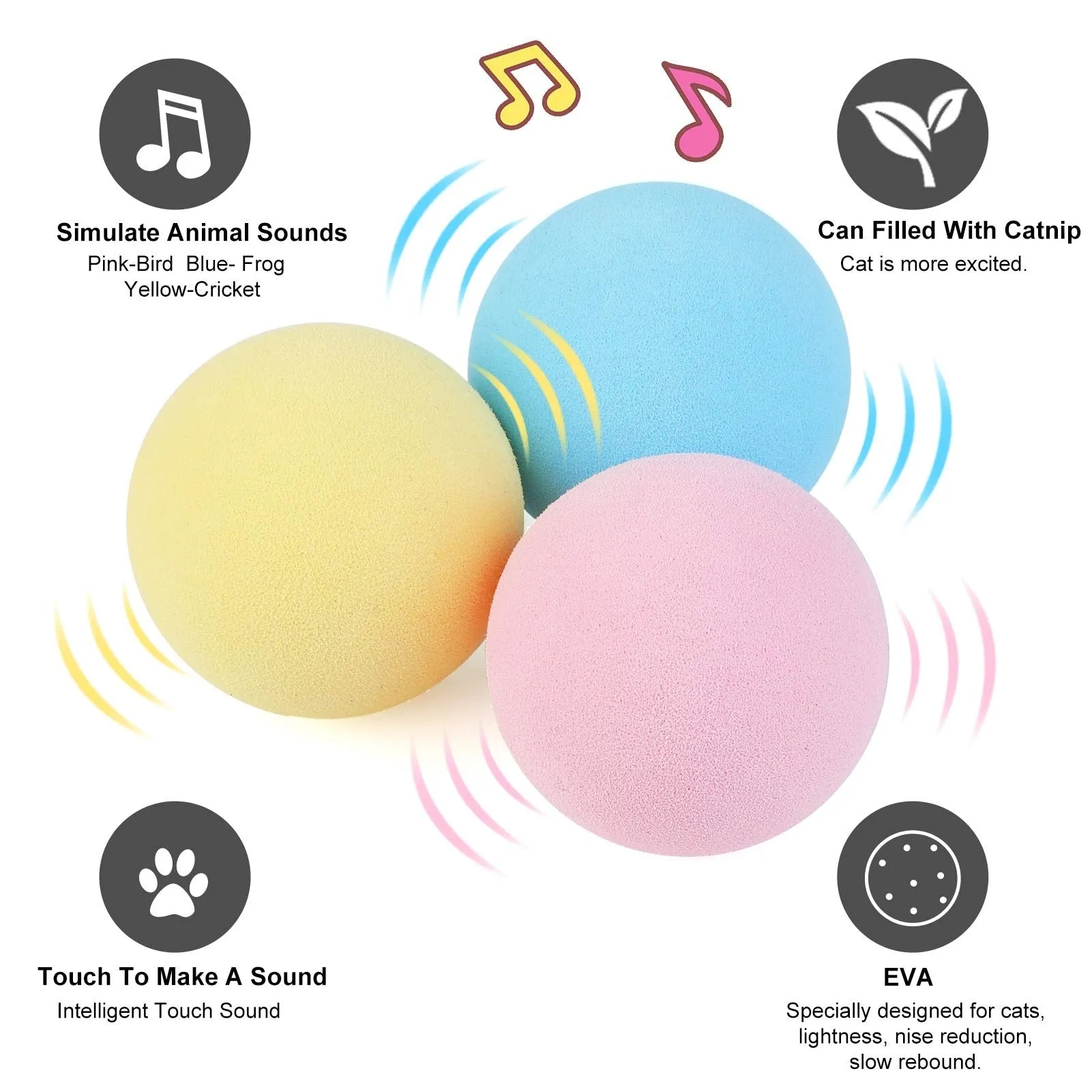 Smart Interactive Ball w/ Sounds for Cats