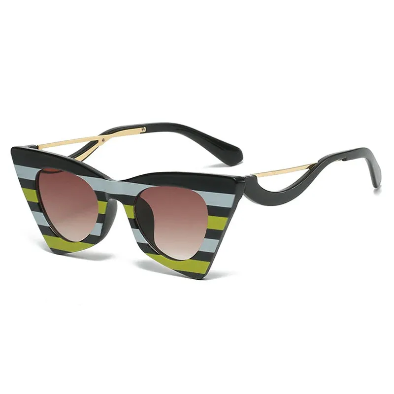 TEEK - Stripe Cat Eye Colorful Sunglasses