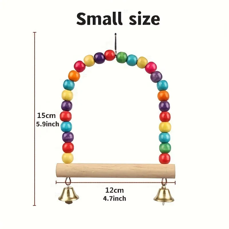 Vibrant Bead Parrot Swing Interactive Toy for Pet Birds