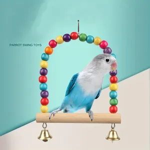 Vibrant Bead Parrot Swing Interactive Toy for Pet Birds