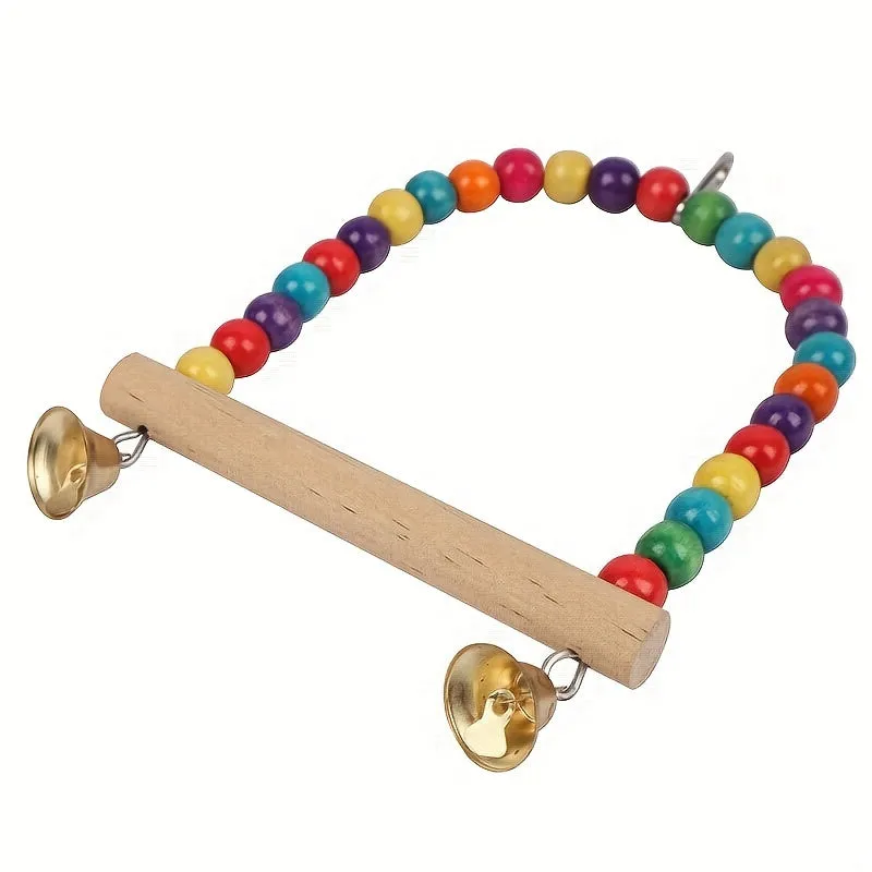 Vibrant Bead Parrot Swing Interactive Toy for Pet Birds