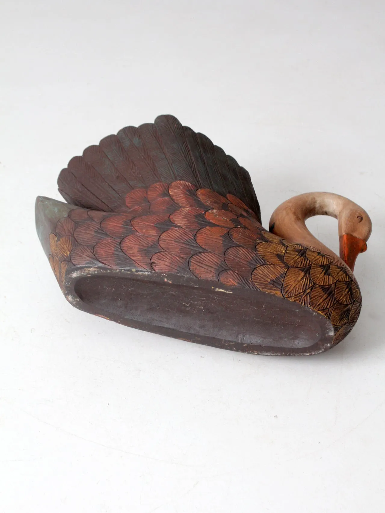 vintage carved wooden swan