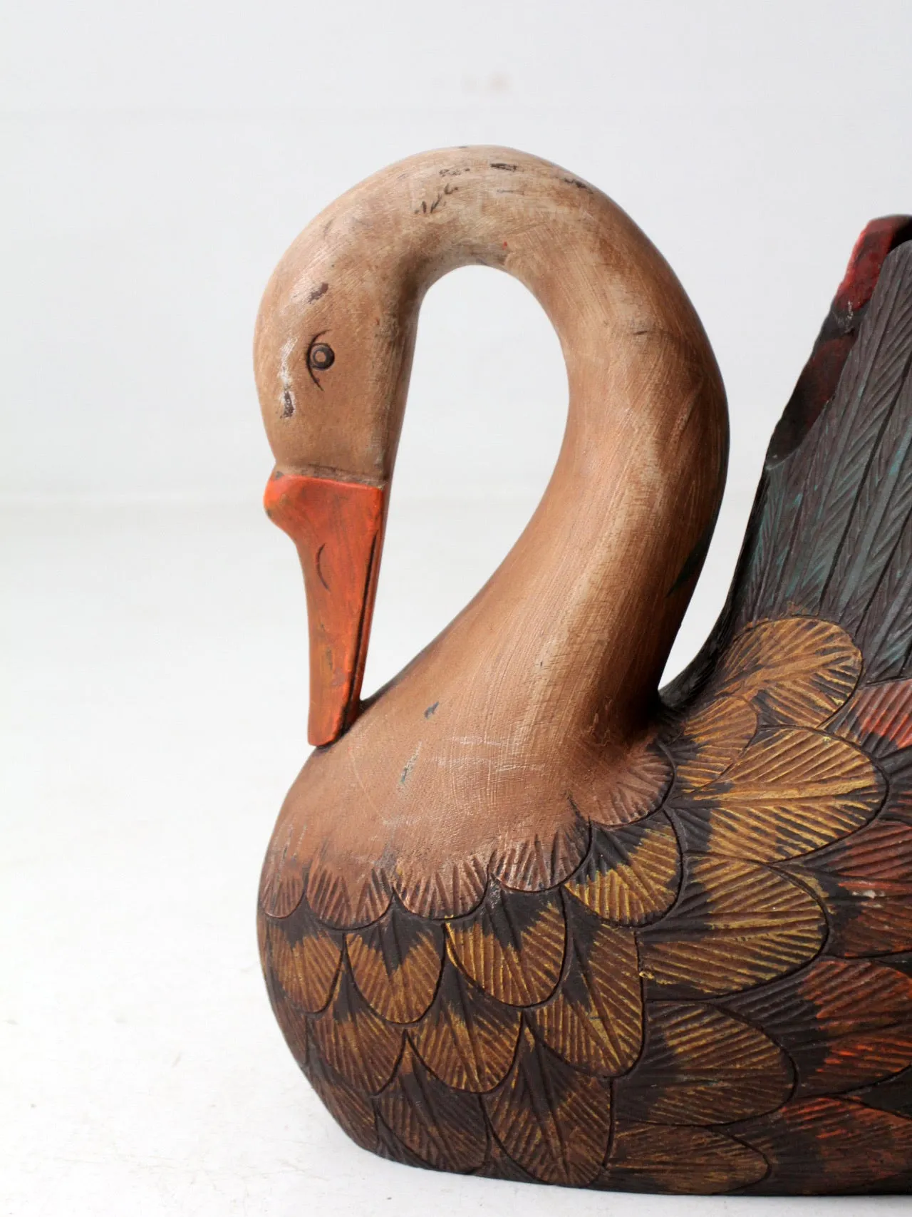 vintage carved wooden swan