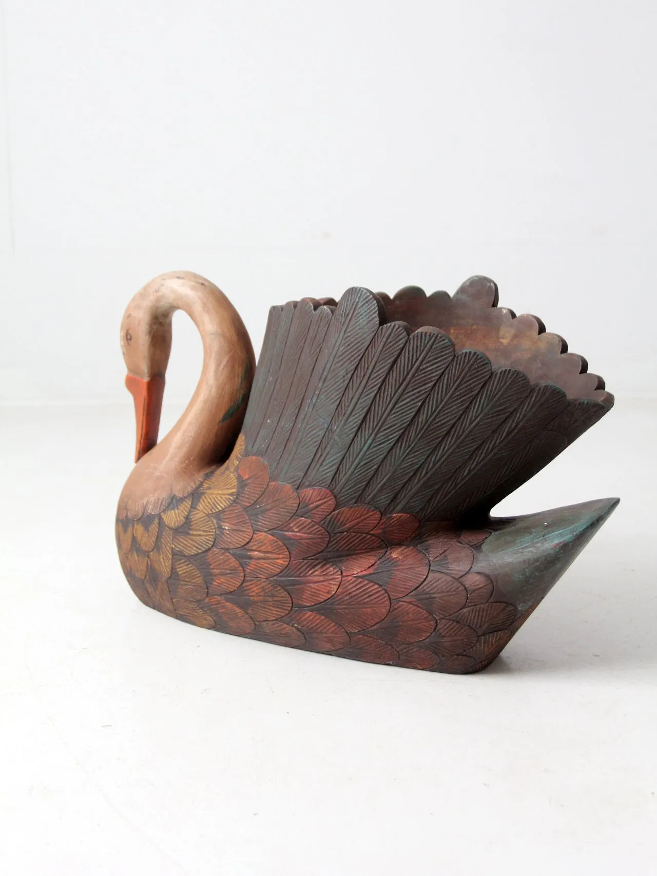 vintage carved wooden swan