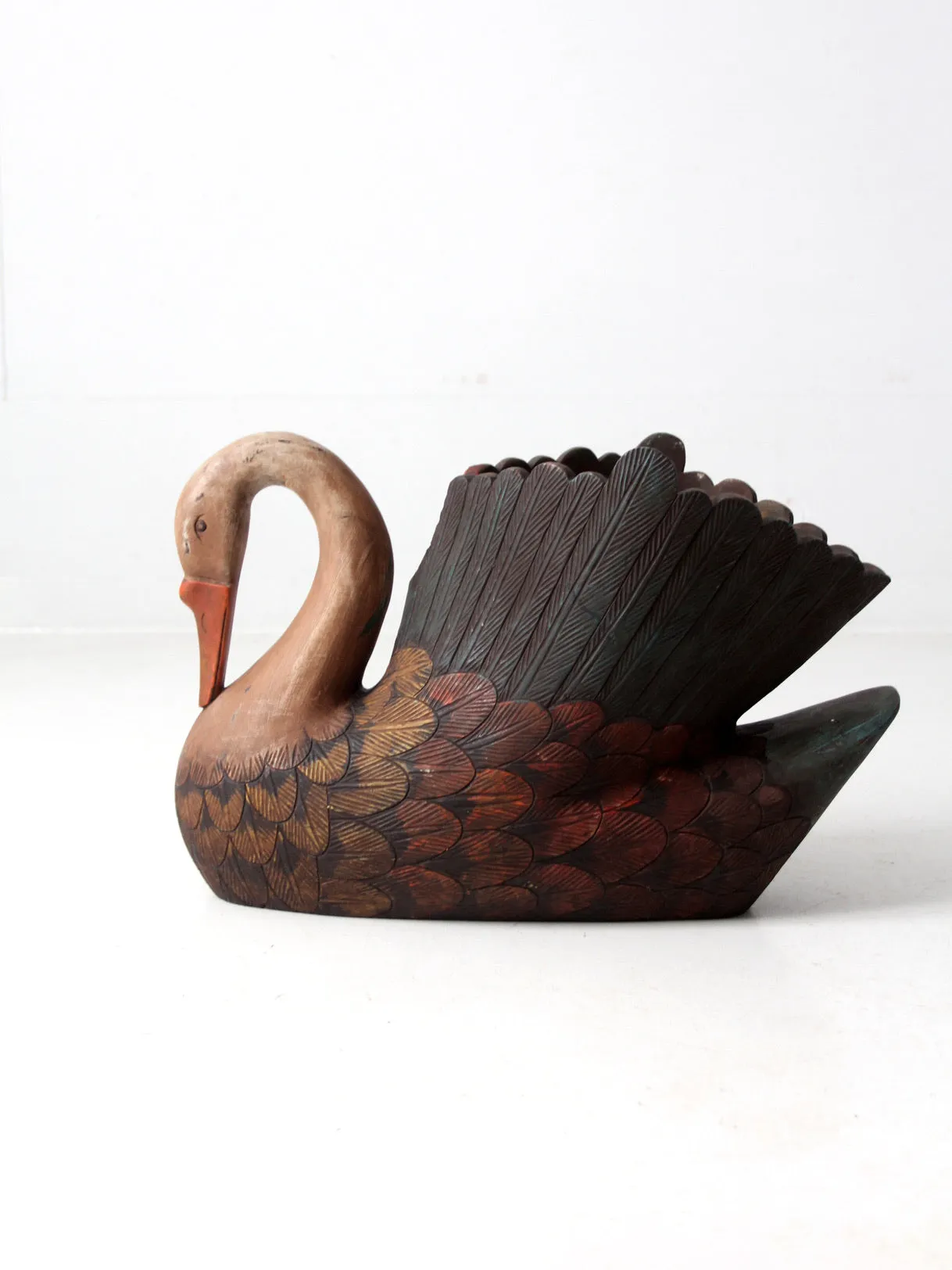 vintage carved wooden swan