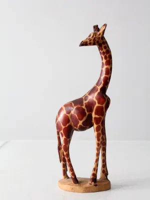 vintage wood carved giraffe