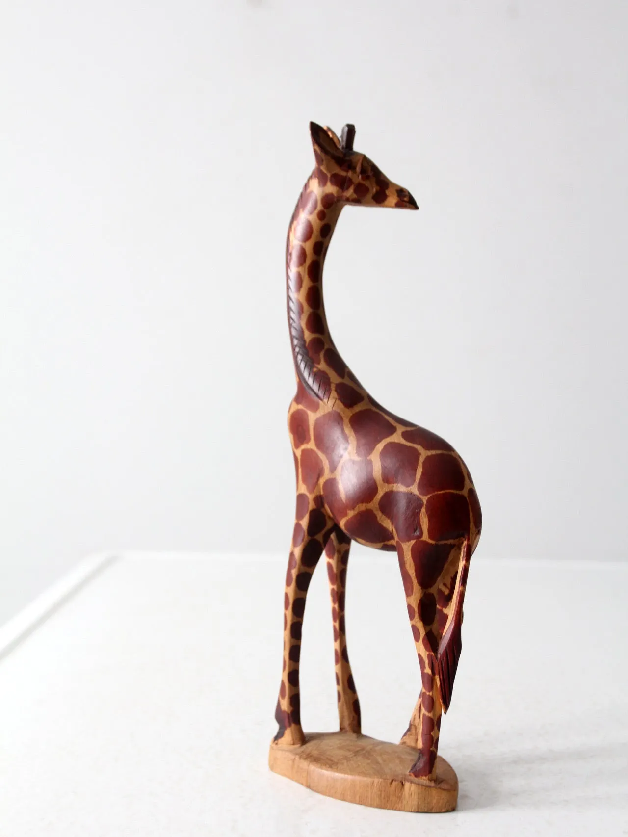 vintage wood carved giraffe