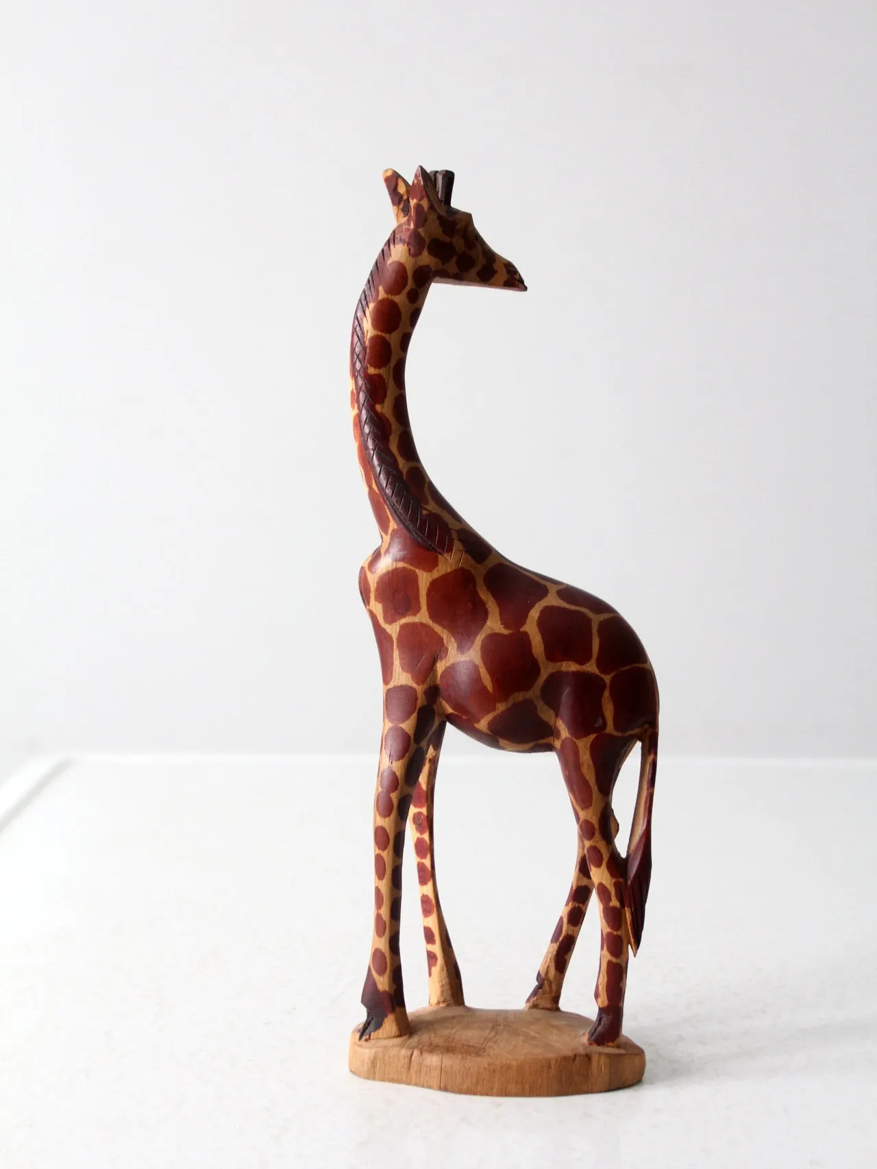 vintage wood carved giraffe