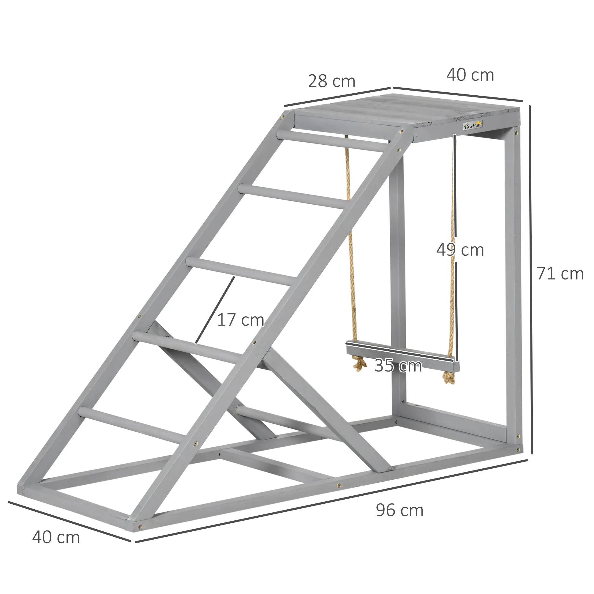 Wooden Chicken Coop Toy with Swing, Ladder, Platform, Grey