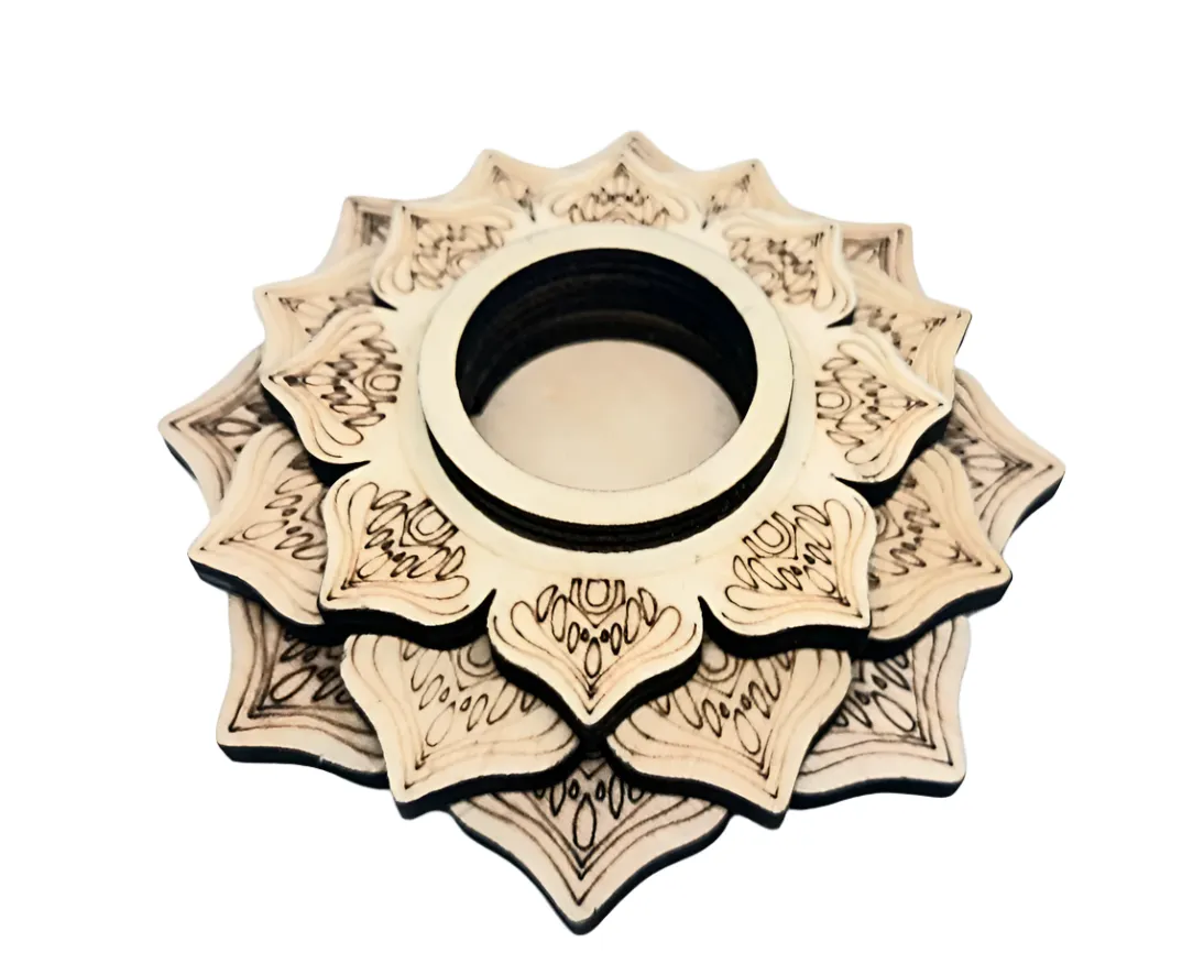 Wooden Lotus Flower Sphere Holder