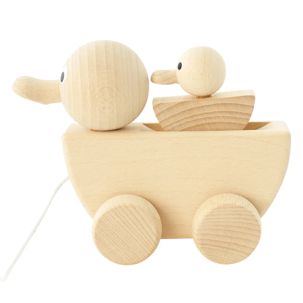 Wooden Pull Along Duck With Duckling - Gracie