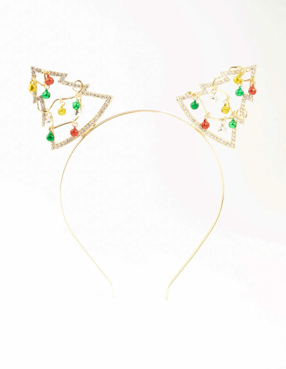 Yellow, Green & Red Bells Gold Headband